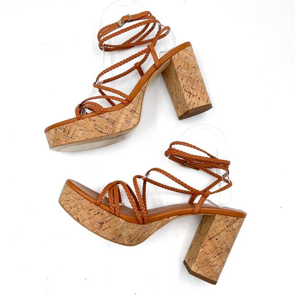 House of Harlow Braided Gladiator Platform Sandals Rust Brown Strappy Sz 9.5 - Picture 7 of 11